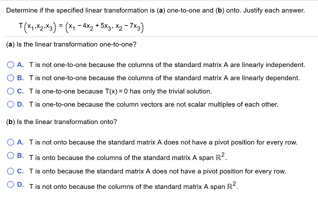 Solved Determine if the specified linear transformation is | Chegg.com