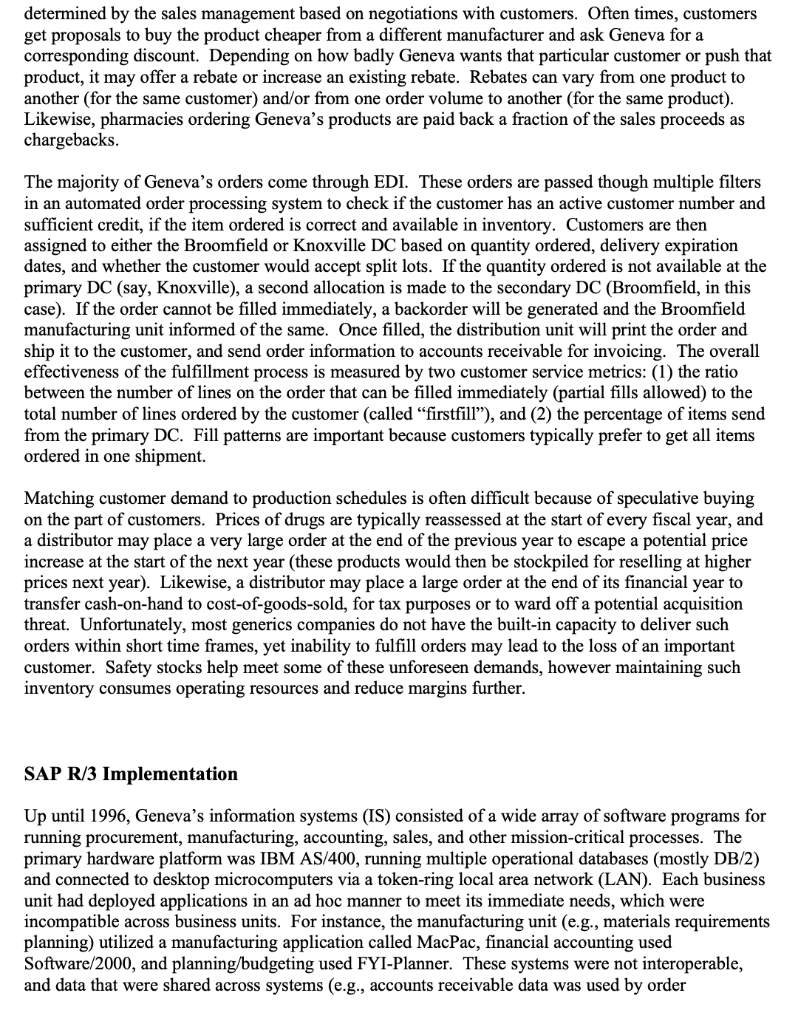 Solved SAP R/3 Implementation at Geneva Pharmaceuticals 1 | Chegg.com