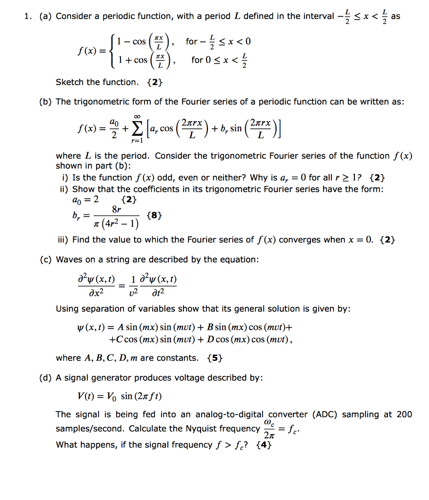 Solved 1 A Consider A Periodic Function With A Period Chegg Com