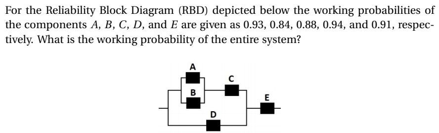 Solved For The Reliability Block Diagram (RBD) Depicted | Chegg.com