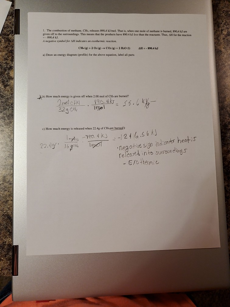 Solved 1. The Combustion Of Methane, CH4, Releases 890,4 | Chegg.com