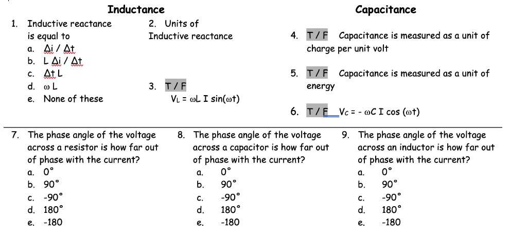 Solved Inductance Capacitance 2. Units of Inductive | Chegg.com