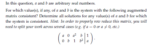 Arbitrary Real Number In this question, a and b are arbitrary real | Chegg.com