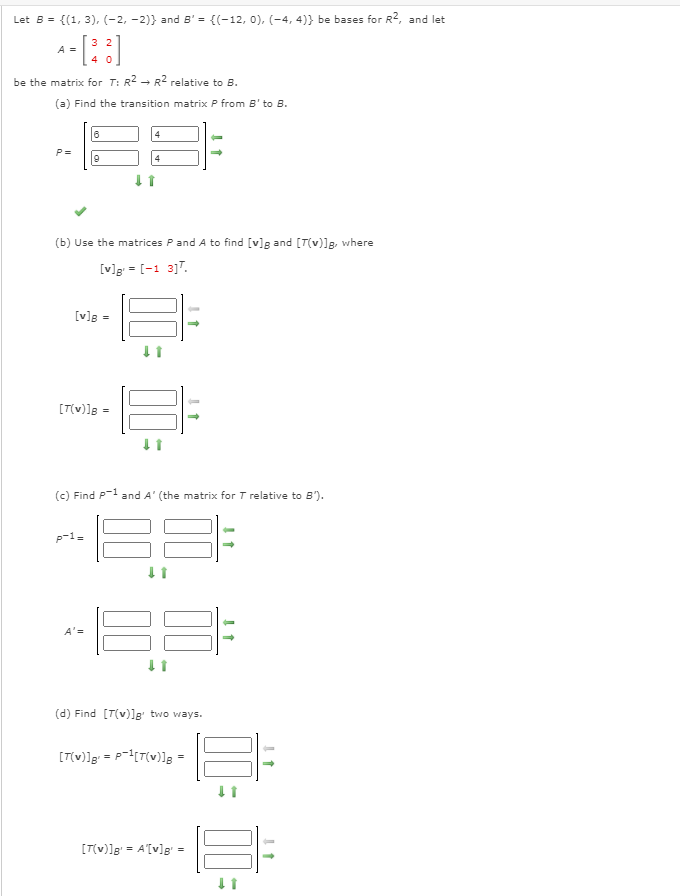 Solved Let B = {(1,3), (-2, -2)} And B' = {(-12, 0), (-4,4)} | Chegg.com