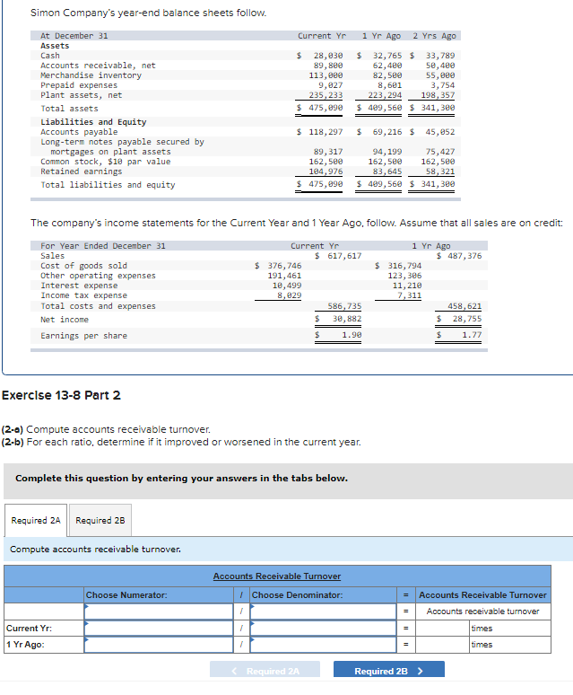 Solved Simon Company's year-end balance sheets follow. | Chegg.com