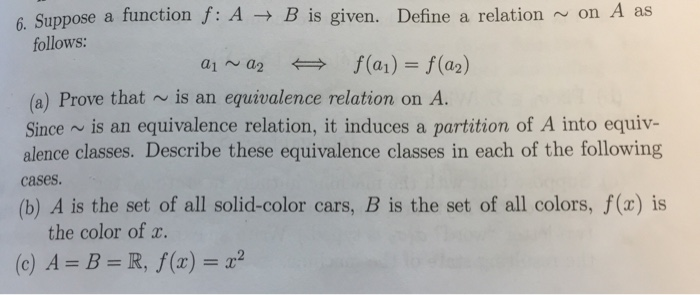 Solved 6. Suppose A Function F: A B Is Given. Define A | Chegg.com