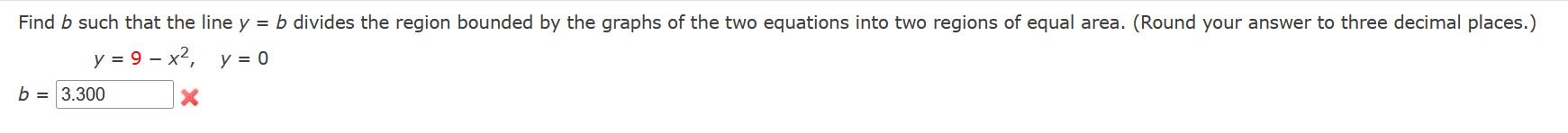 Solved Find b such that the line y=b divides the region | Chegg.com