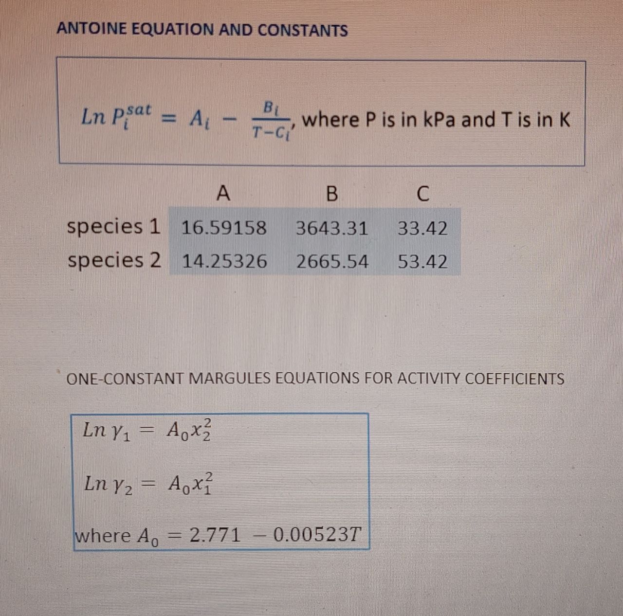Solved 1. The NIST databases give the Antonie equation of