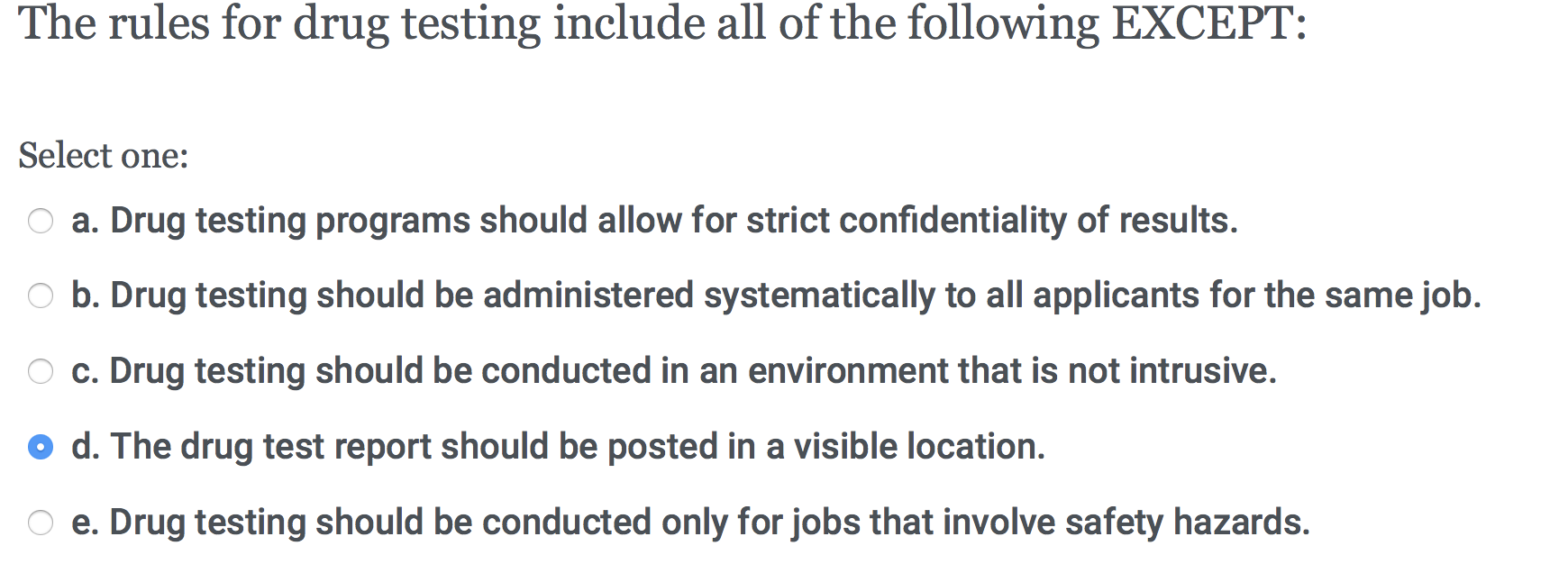 Solved The rules for drug testing include all of the | Chegg.com