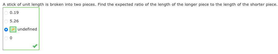 Solved A stick of unit length is broken into two pieces. | Chegg.com