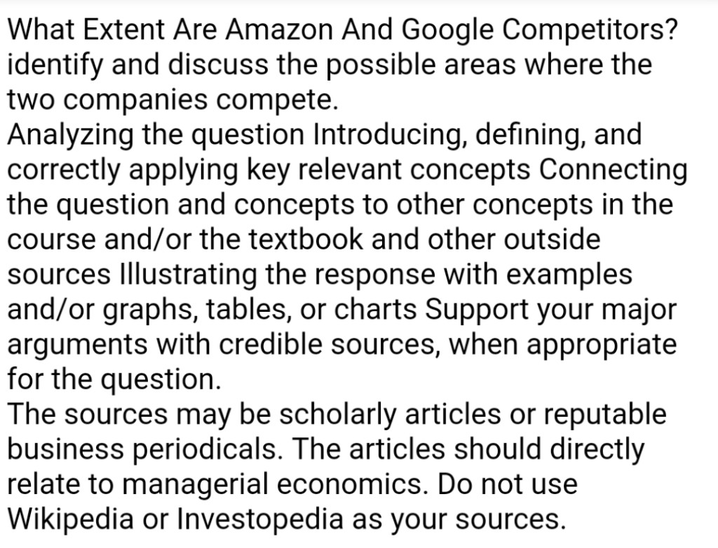 Solved What Extent Are Amazon And Google Competitors?