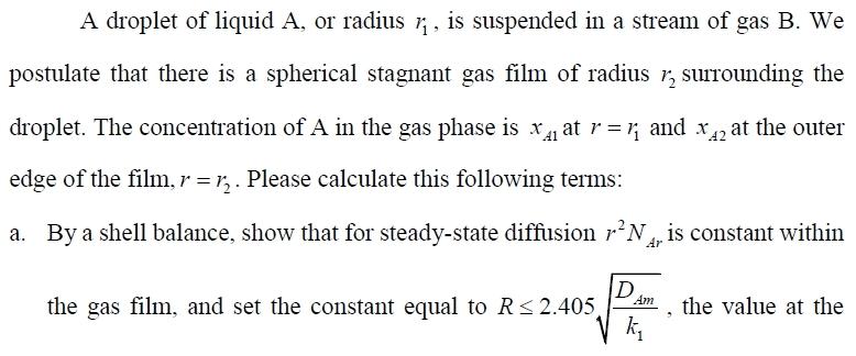 Solved A droplet of liquid A, or radius rī, is suspended in | Chegg.com