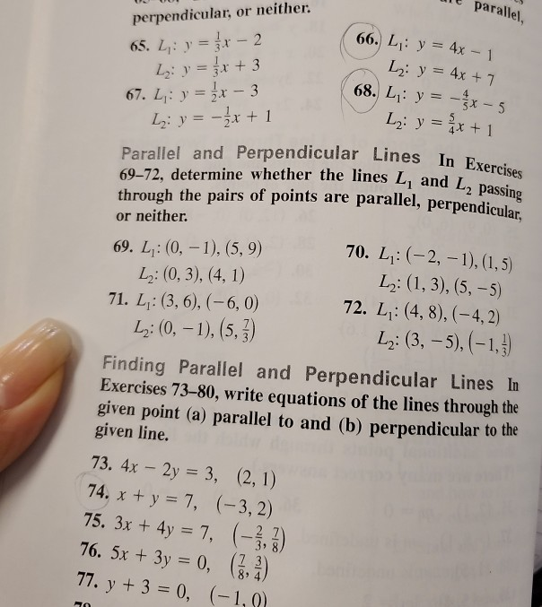 Solved Il Parallel Perpendicular Or Neither 65 L Y 3x Chegg Com