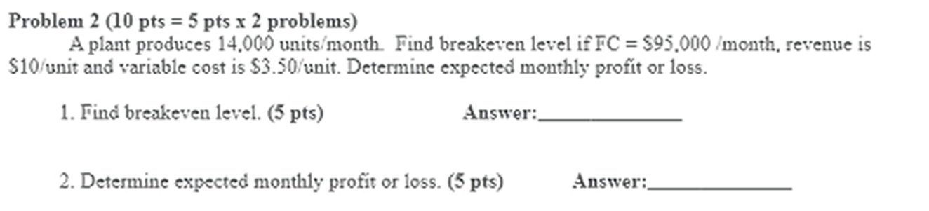 Solved Problem 2 (10 pts = 5 pts x 2 problems) A plant | Chegg.com