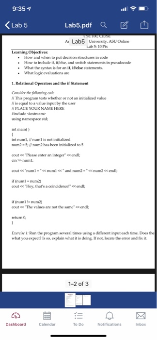Solved 9:35ア Lab 5 Lab5.pdf aビ山 A Lab5 University, ASU | Chegg.com