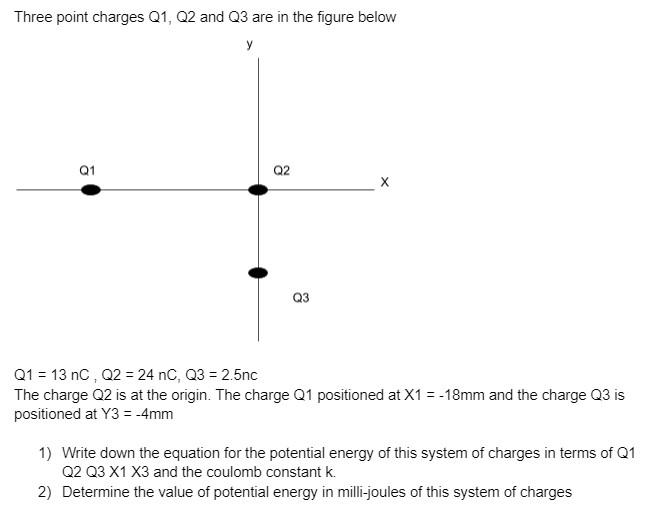 Solved Three Point Charges Q1, Q2 And 23 Are In The Figure | Chegg.com