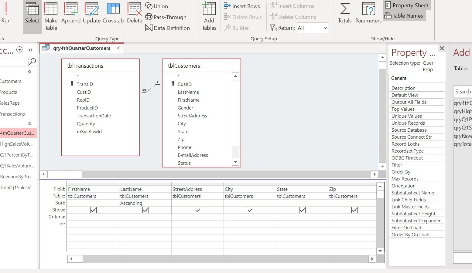 Solved Create a query based on tblCustomers and | Chegg.com