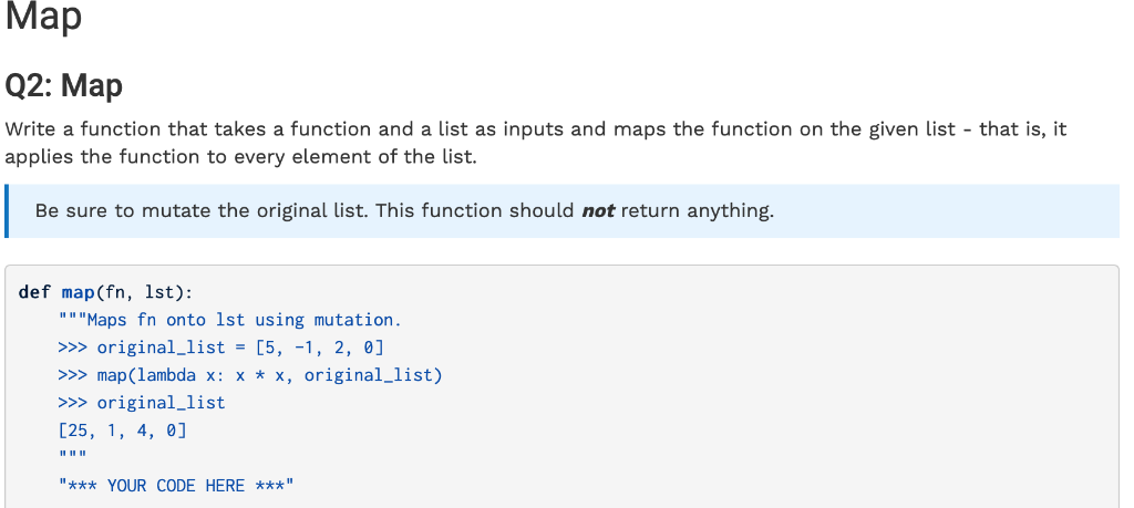 Solved Мар Q2: Map Write a function that takes a function | Chegg.com
