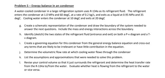 Solved Problem 5-Energy balance in an condenser A water | Chegg.com