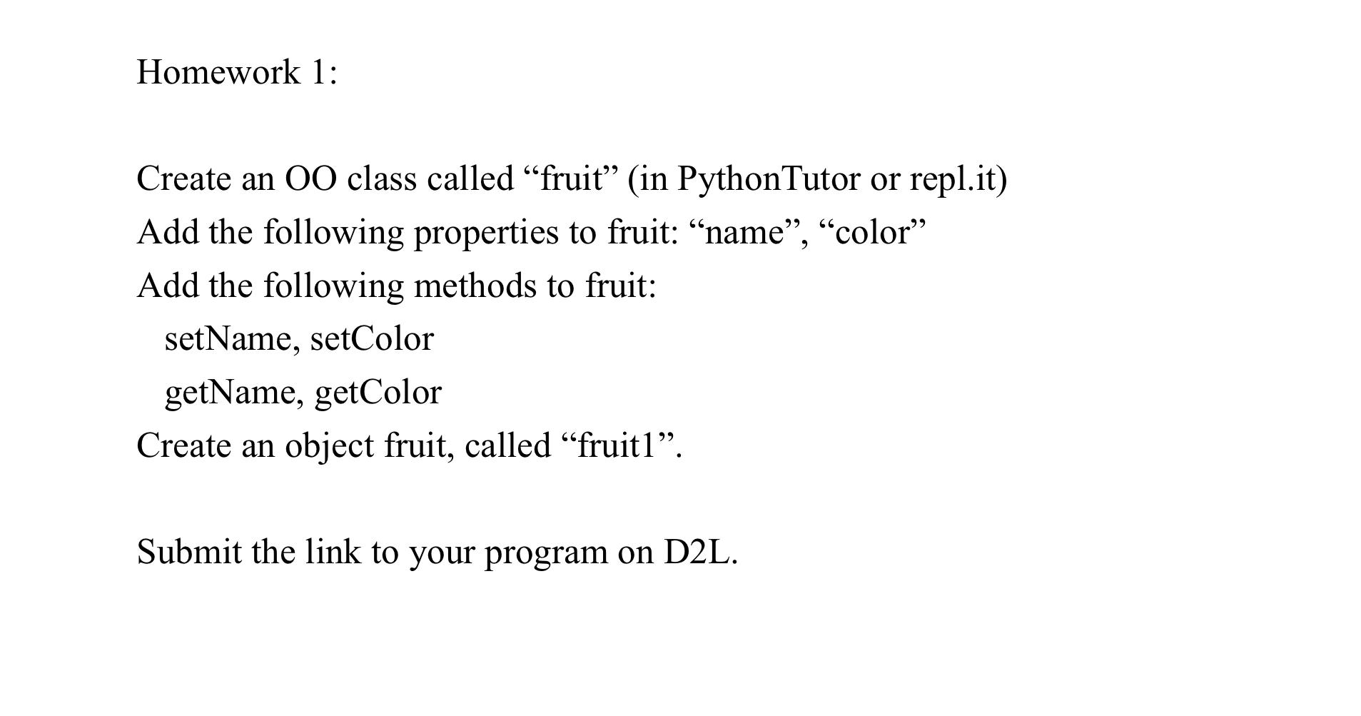 Solved Homework 1: Create an 00 class called 