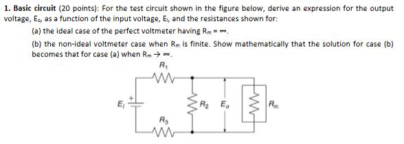 Solved Basic circuit ( 20 ﻿points): For the test circuit | Chegg.com