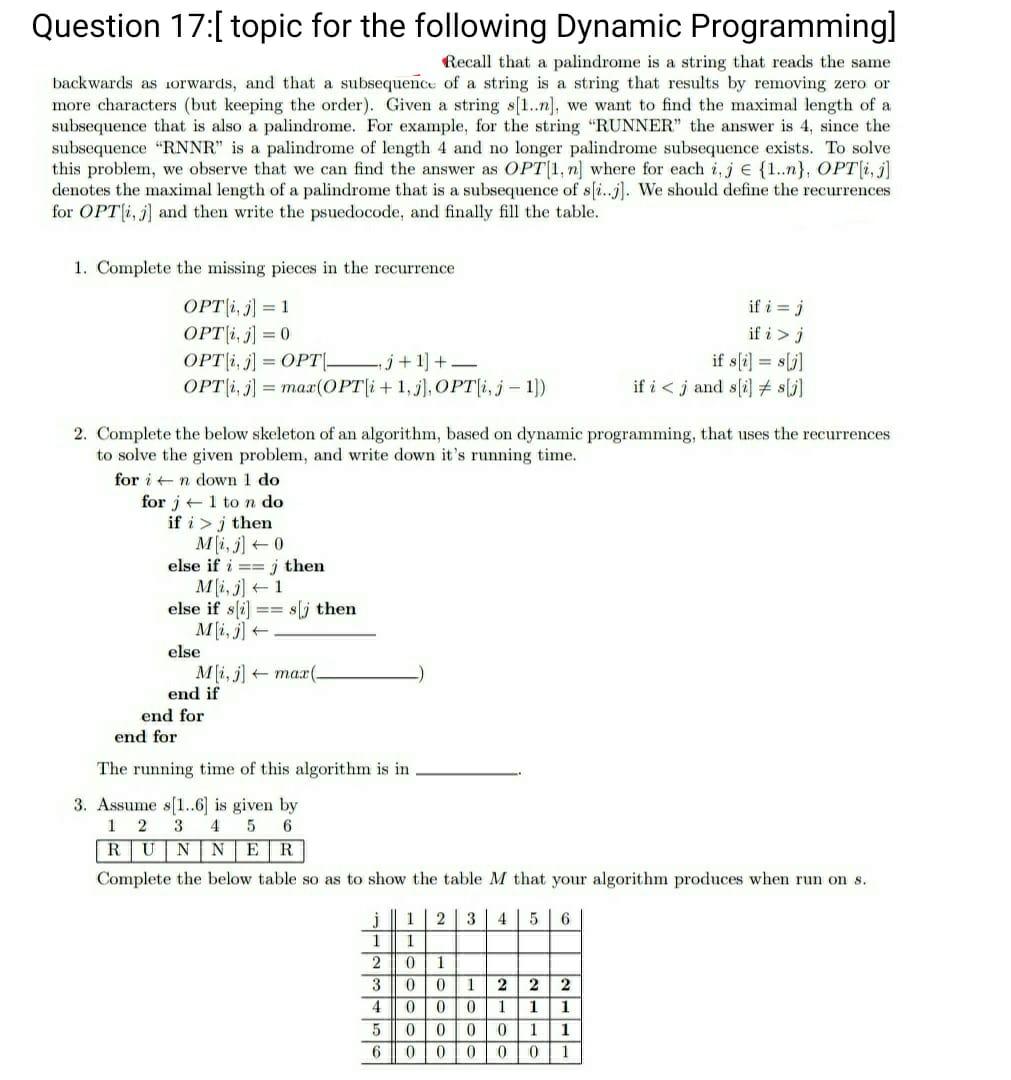 Question 17:[ topic for the following Dynamic | Chegg.com