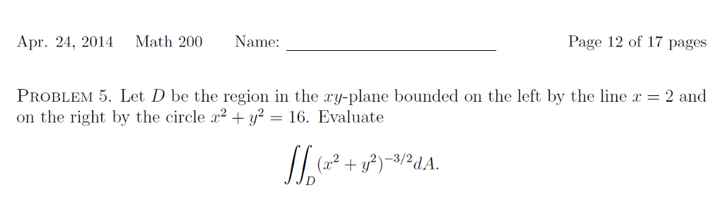 Solved Let D be the region in the xy-plane bounded on the | Chegg.com