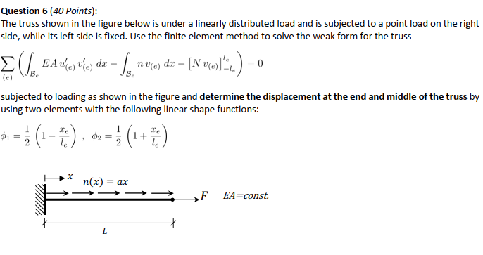 Question 6 (40 Points): The truss shown in the figure | Chegg.com