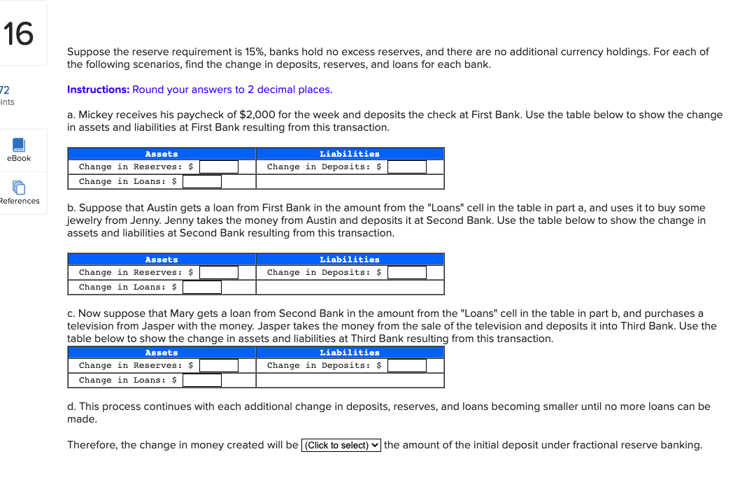 Suppose The Reserve Requirement Is 15%, Banks Hold No | Chegg.com