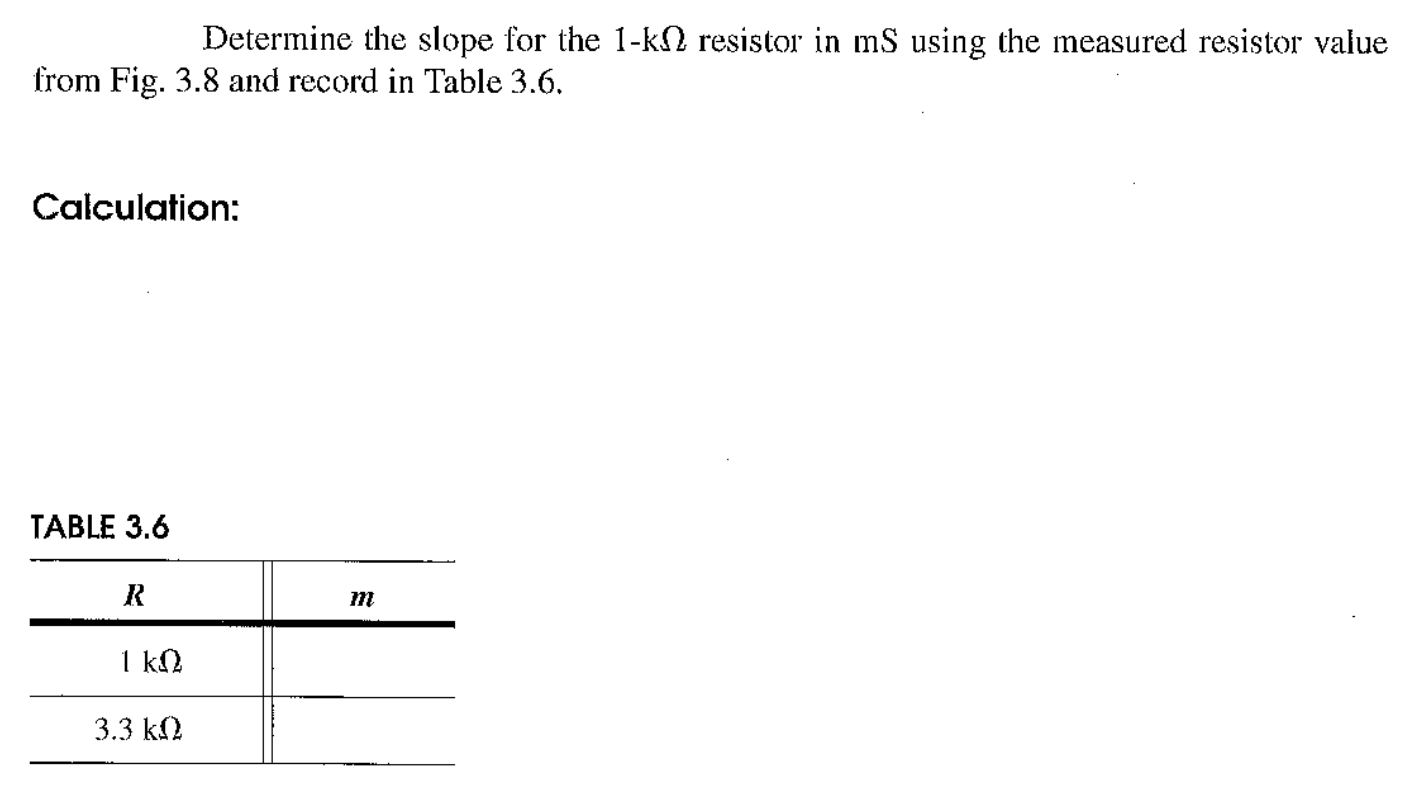 Solved Determine the slope for the 1−kΩ resistor in mS using | Chegg.com