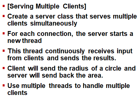 Solved 1 [Serving Multiple Clients] Create a server class | Chegg.com