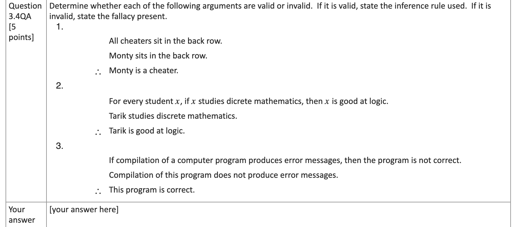 Solved Question Determine whether each of the following Chegg