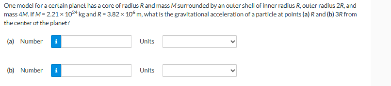Solved One model for a certain planet has a core of radius R | Chegg.com