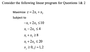 Solved Consider the following linear program for Questions | Chegg.com