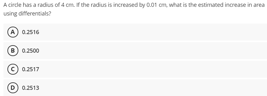 find area of circle whose radius is 4 cm