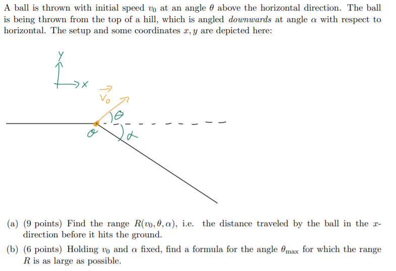 Solved A ball is thrown with initial speed vo at an angle & | Chegg.com