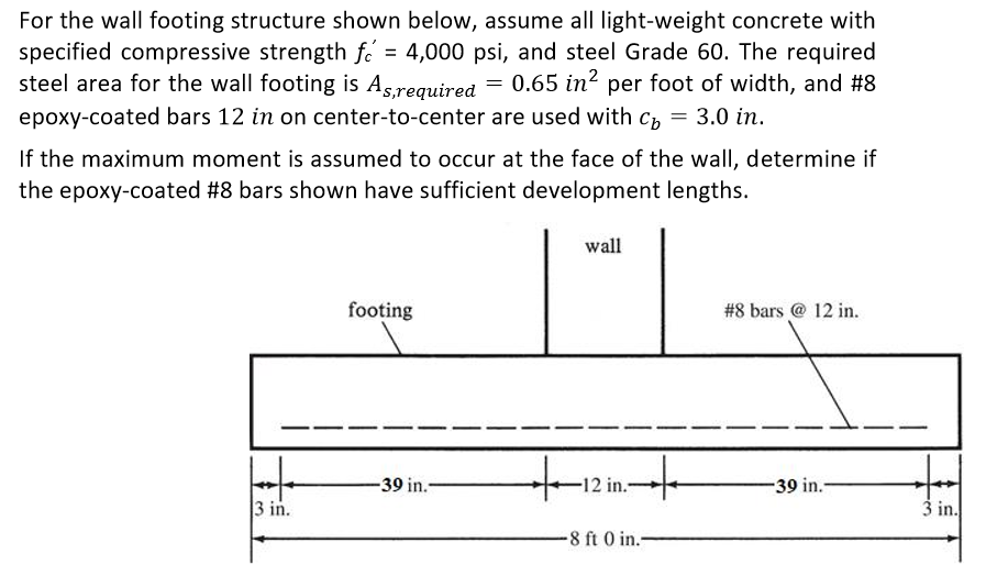 For the wall footing structure shown below, assume | Chegg.com