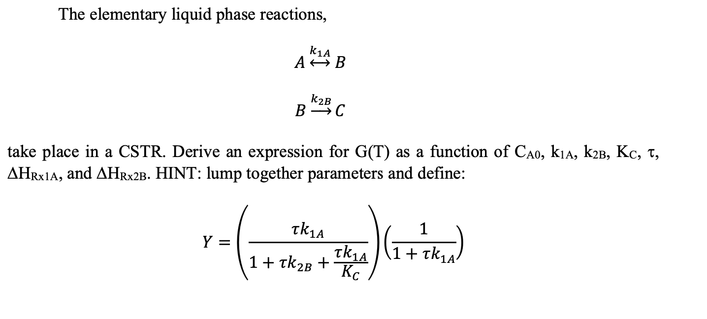 Solved The elementary liquid phase reactions, k1A A AB k2B | Chegg.com