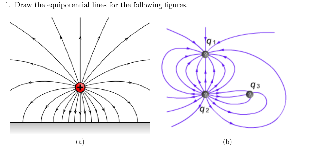 1. Draw the equipotential lines for the following | Chegg.com