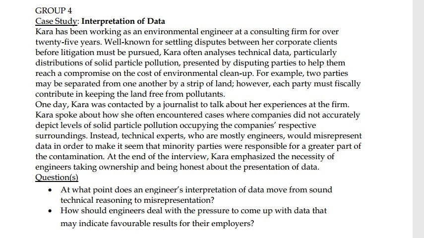 Solved GROUP 4 Case Study: Interpretation of Data Kara has | Chegg.com