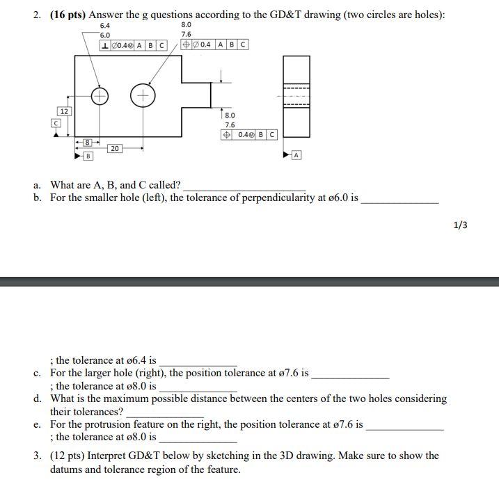 Solved 2. (16 Pts) Answer The G Questions According To The | Chegg.com