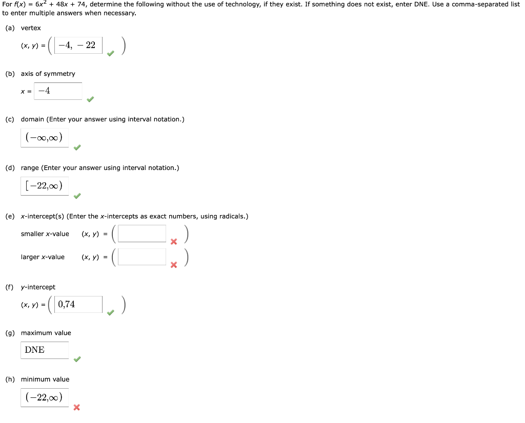 Solved For F(x)=6x2+48x+74, Determine The Following Without | Chegg.com