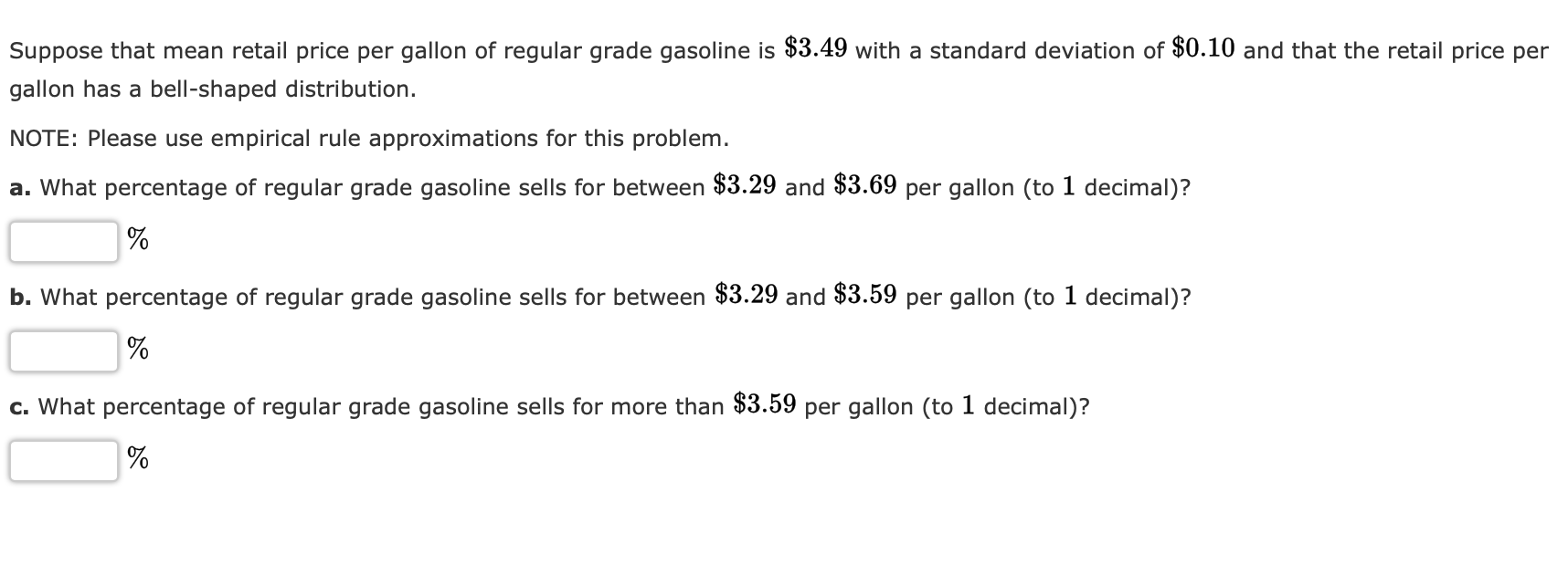 Solved Suppose that mean retail price per gallon of regular | Chegg.com