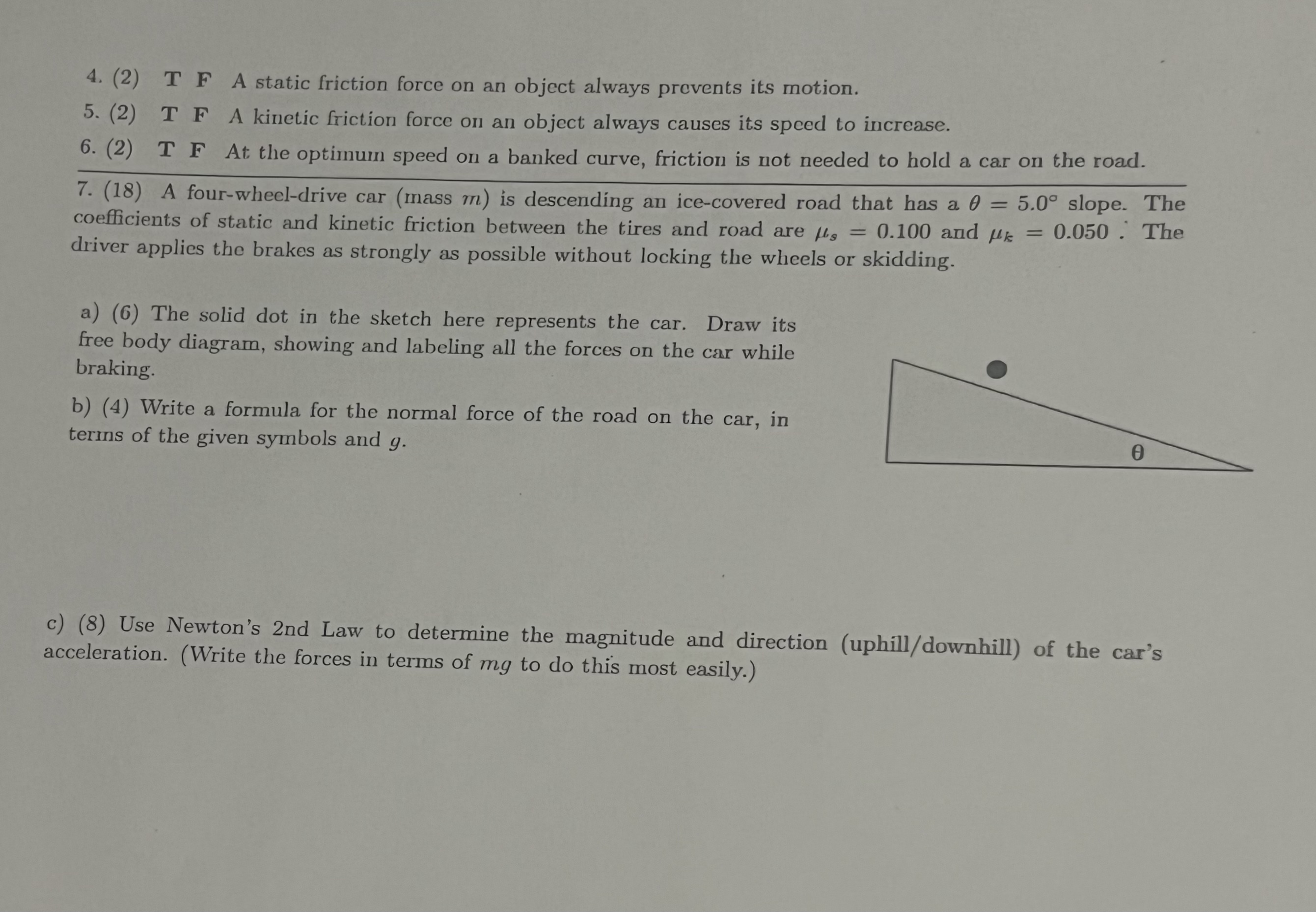 Solved 4. (2) T F A Static Friction Force On An Object | Chegg.com