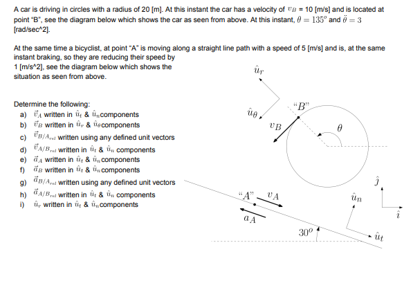 A car is driving in circles with a radius of 20[ m]. | Chegg.com