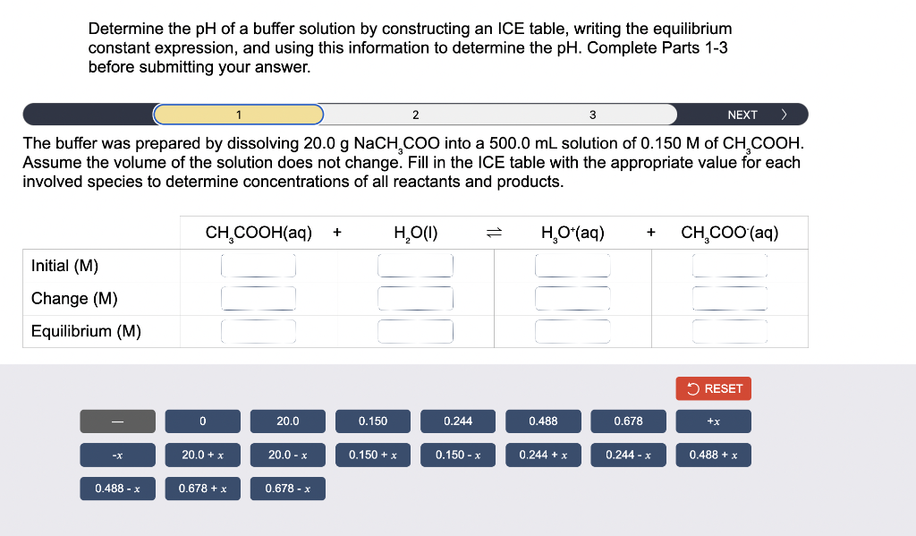 Solved Determine the pH of a buffer solution by constructing | Chegg.com