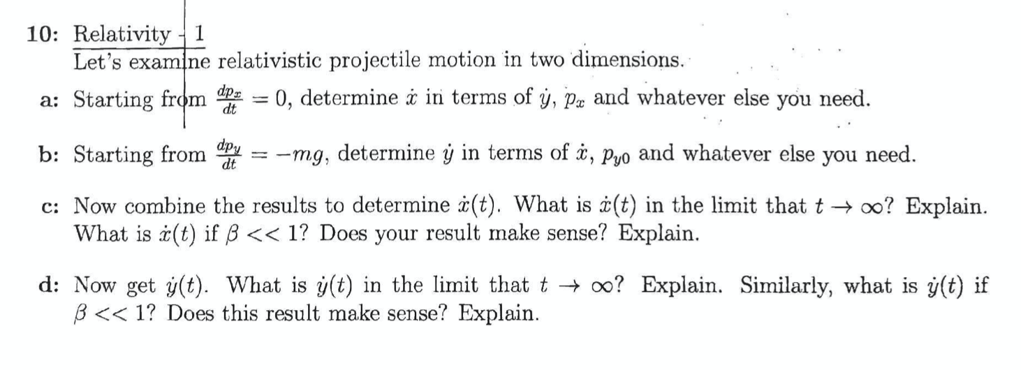 10 Relativity 1 Let S Examine Relativistic Proj Chegg Com