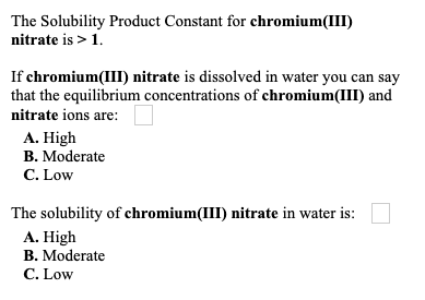 solubility of chromium sulfate