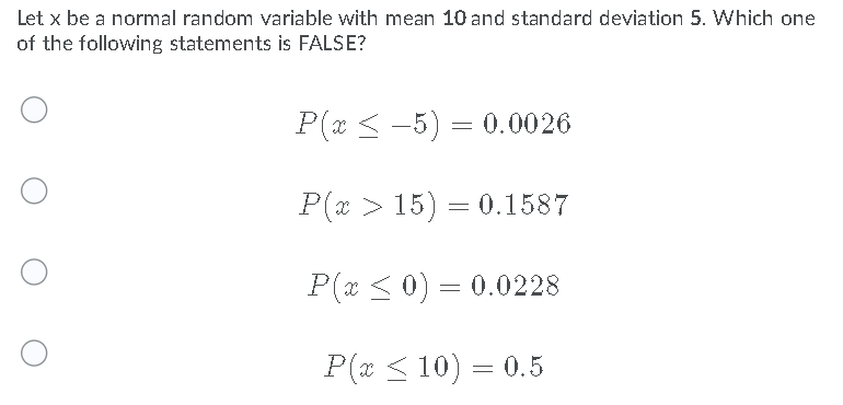 Solved Let x be a normal random variable with mean 10 and | Chegg.com