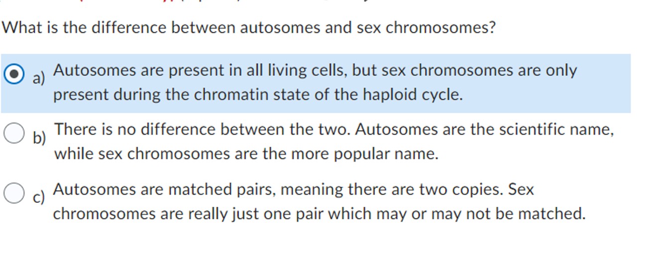 Solved What Is The Difference Between Autosomes And Sex